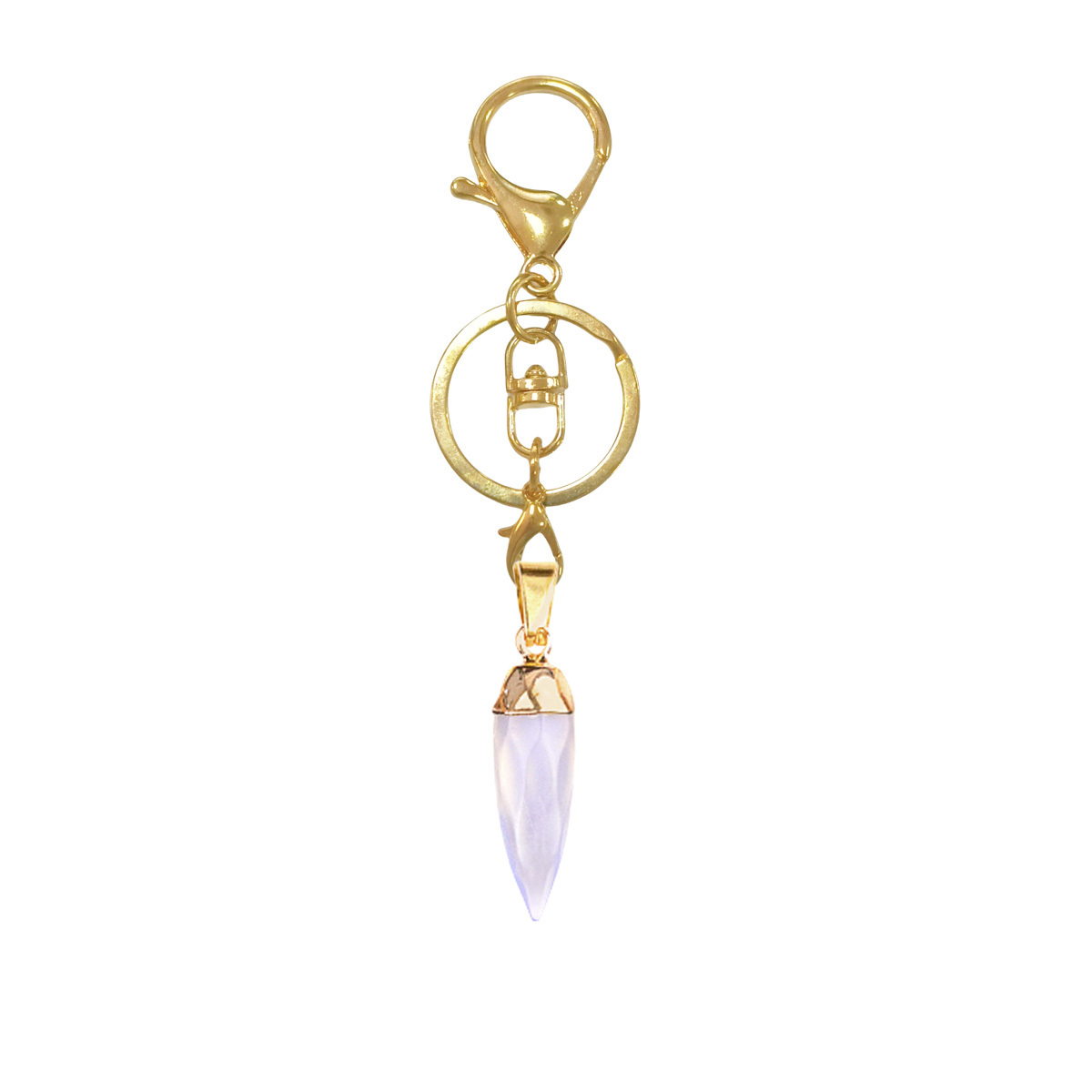 Handmade Craved Faceted Chili Gold Stone Pendant keychain