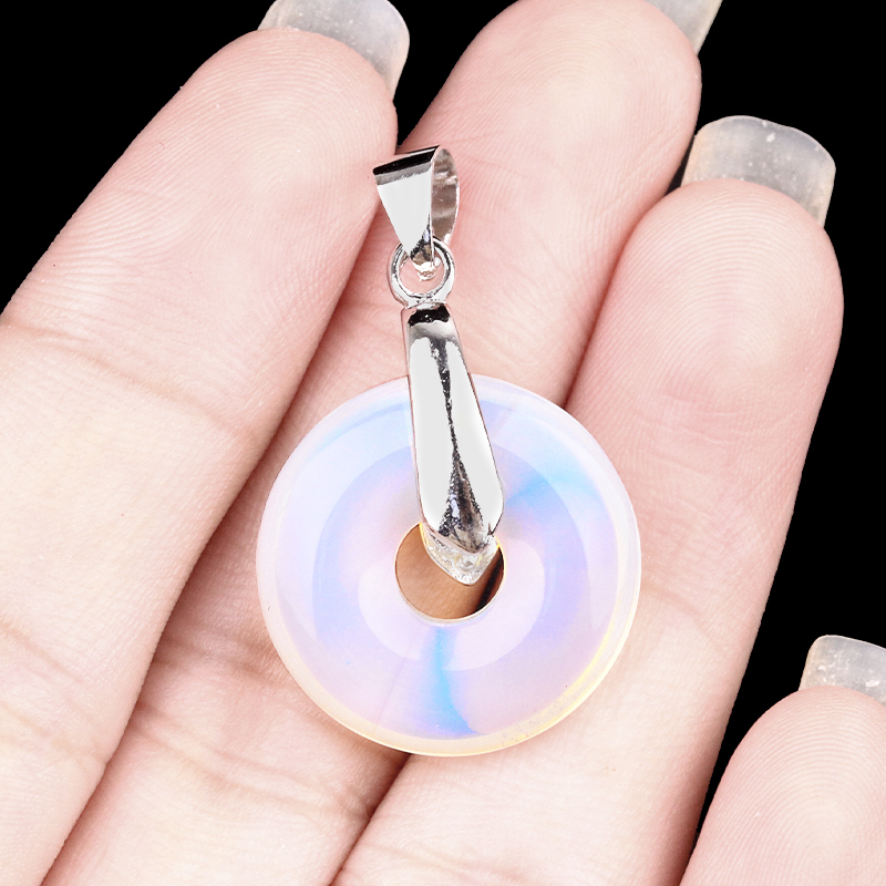 20MM Coin Stone Pendant for Making Jewelry Silver Clasp Pingan Charms