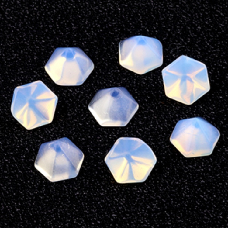 Handmade Craved Hexagonal Pyramid Cabochons Beads (10x16mm) for Making Jewelry