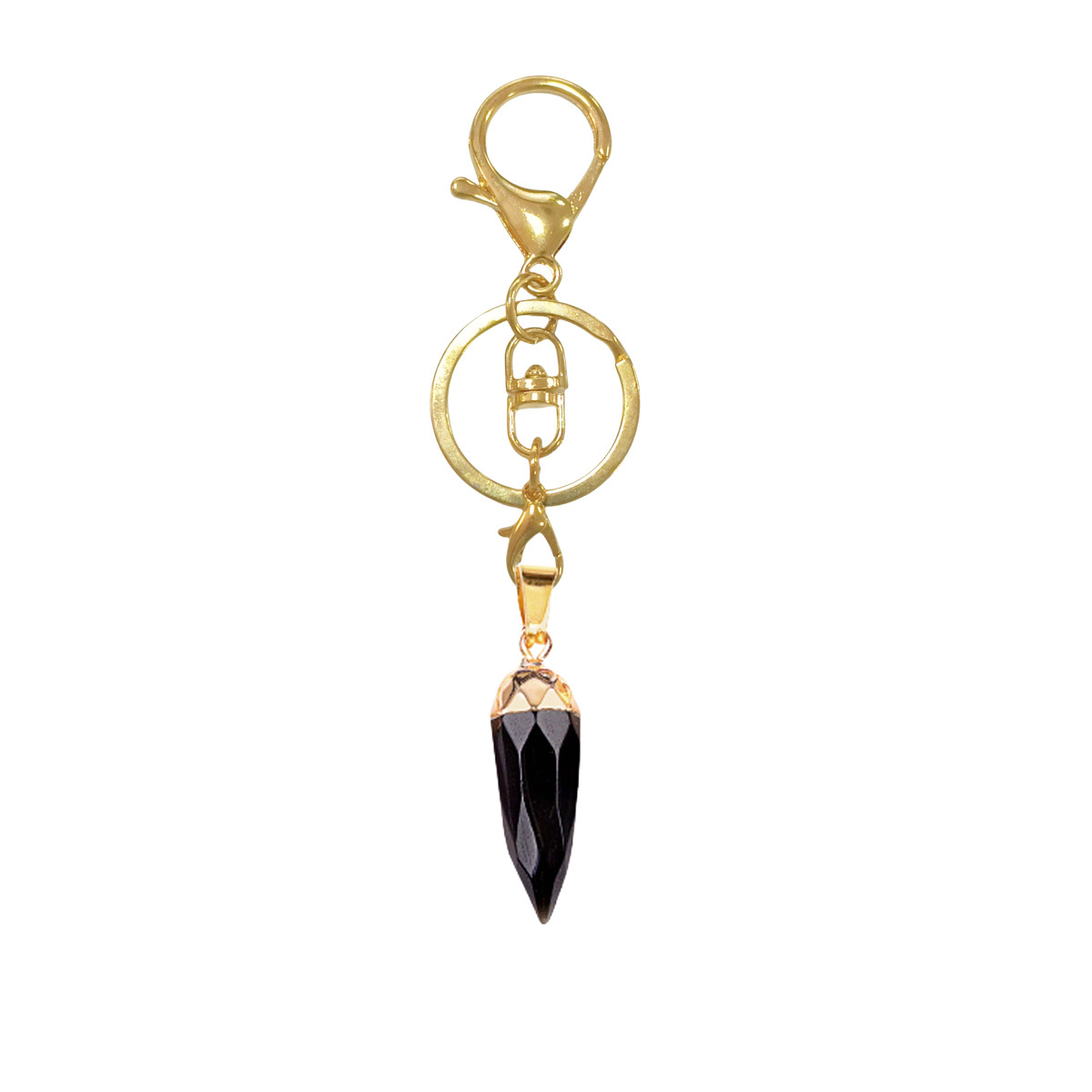 Handmade Craved Faceted Chili Gold Stone Pendant keychain