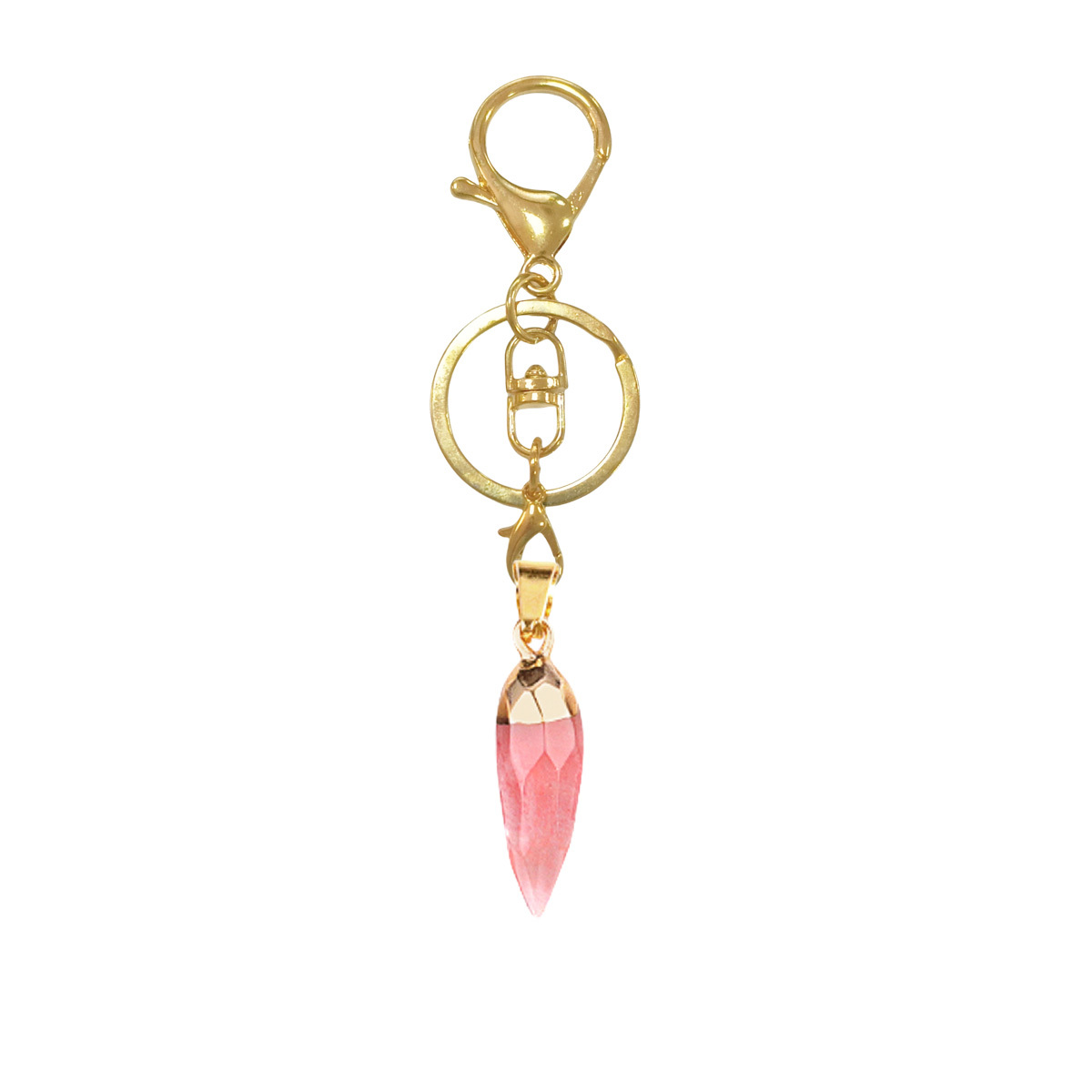 Handmade Craved Faceted Chili Gold Stone Pendant keychain