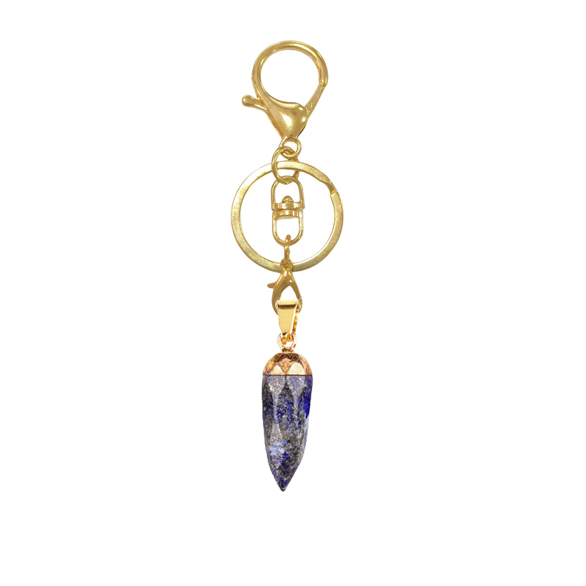 Handmade Craved Faceted Chili Gold Stone Pendant keychain