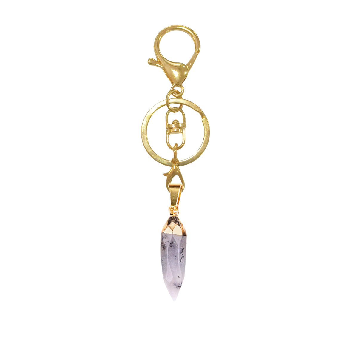 Handmade Craved Faceted Chili Gold Stone Pendant keychain