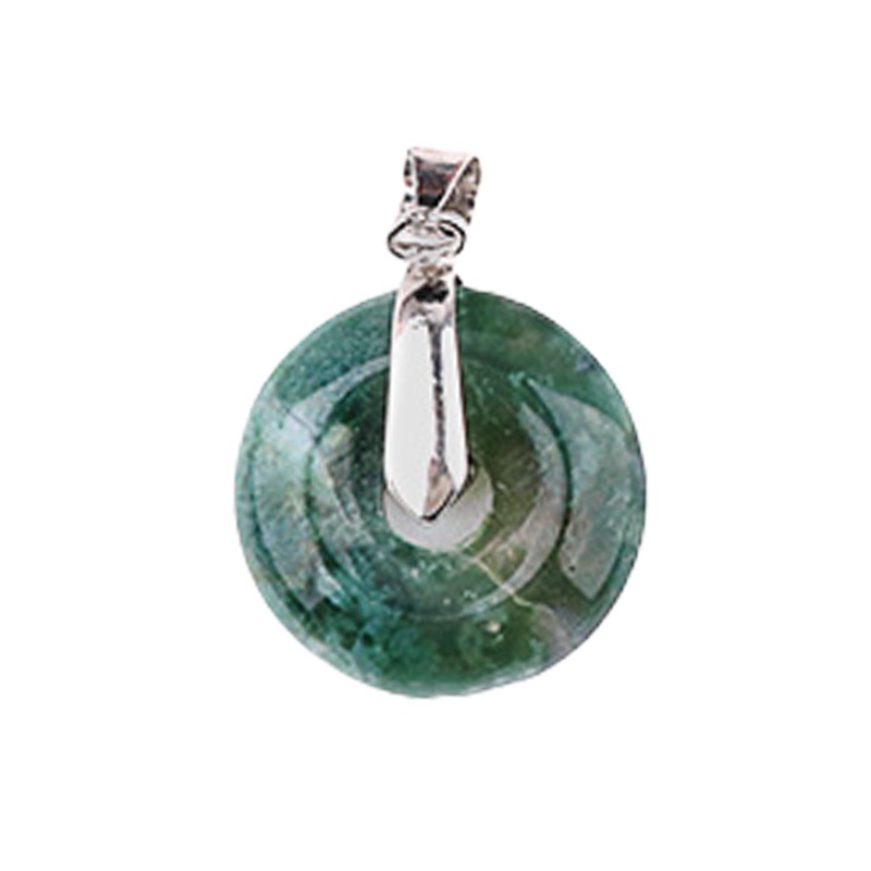20MM Coin Stone Pendant for Making Jewelry Silver Clasp Pingan Charms