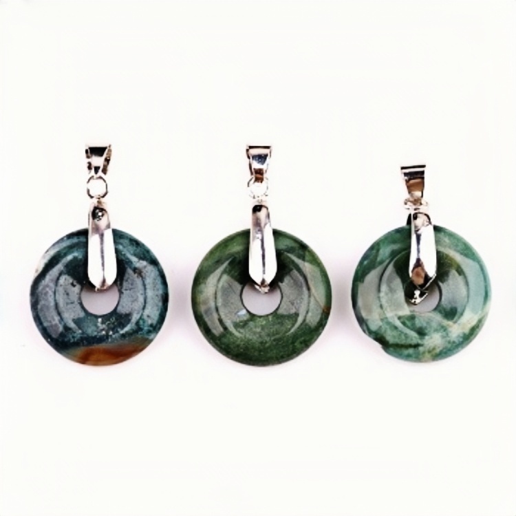 20MM Coin Stone Pendant for Making Jewelry Silver Clasp Pingan Charms
