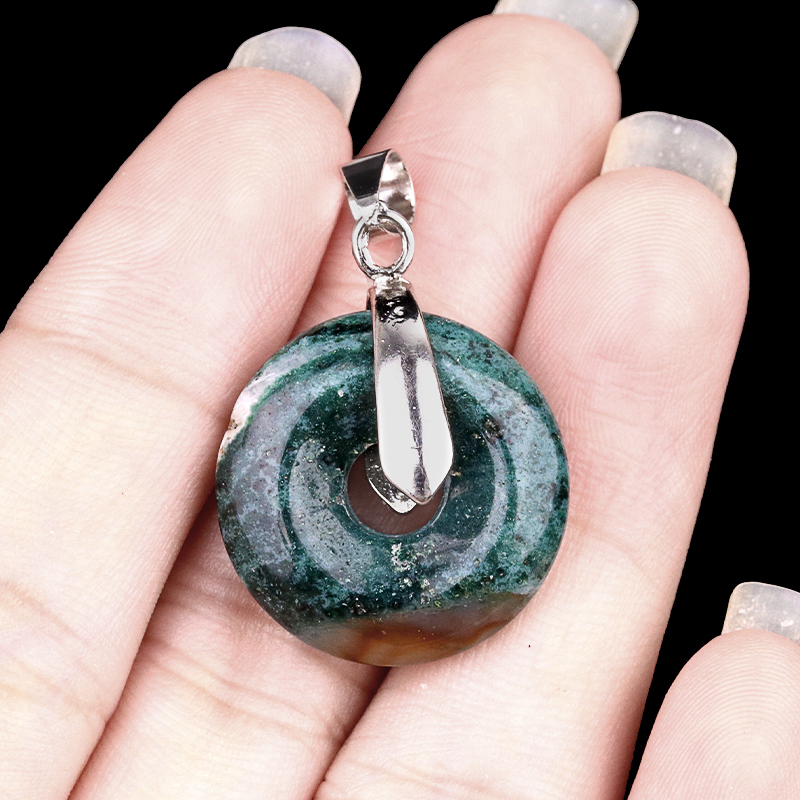20MM Coin Stone Pendant for Making Jewelry Silver Clasp Pingan Charms