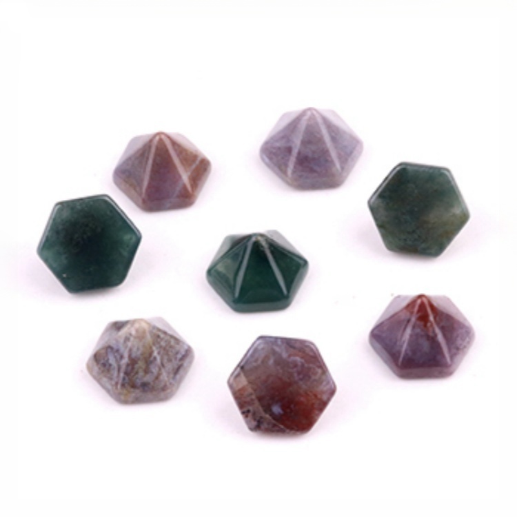 Handmade Craved Hexagonal Pyramid Cabochons Beads (10x16mm) for Making Jewelry