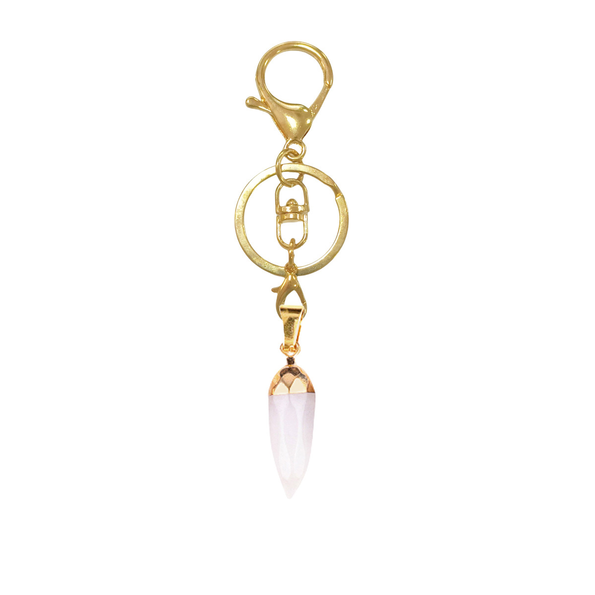 Handmade Craved Faceted Chili Gold Stone Pendant keychain