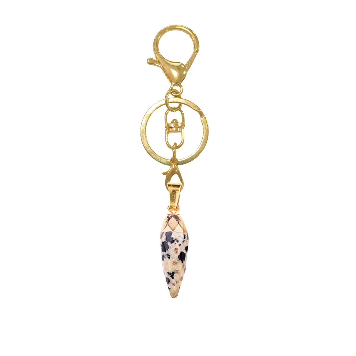 Handmade Craved Faceted Chili Gold Stone Pendant keychain