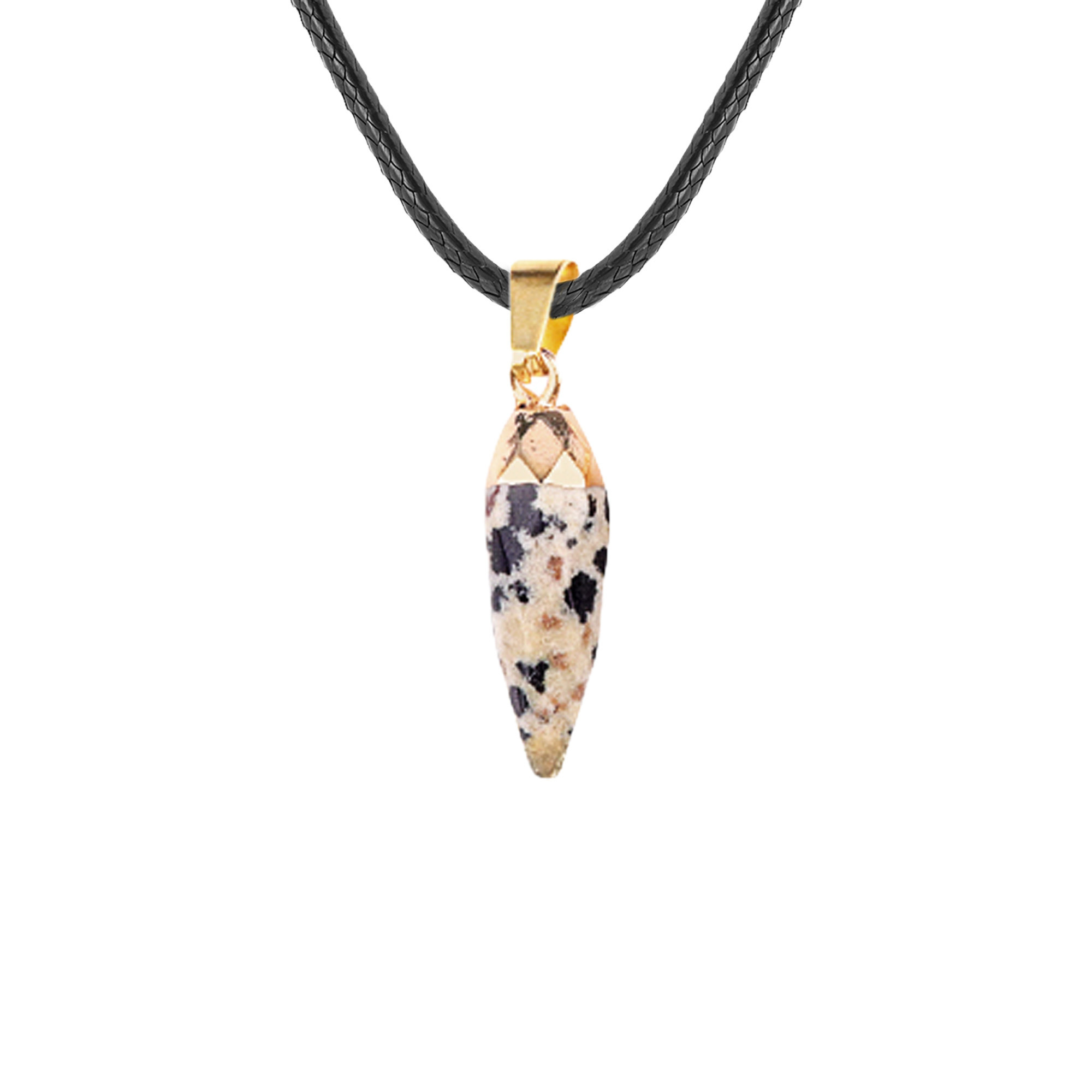 Handmade Craved Faceted Chili Gold Stone Pendant  Necklace 45CM Black Cord