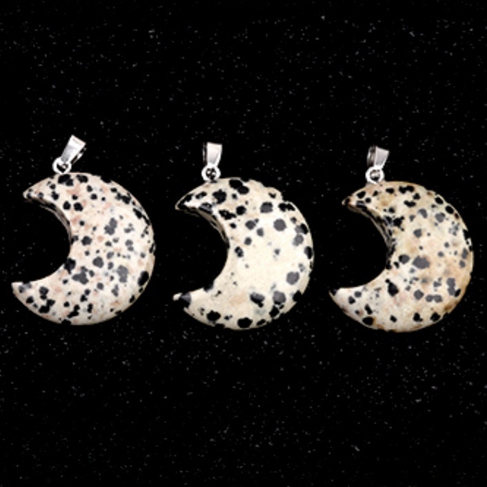 30MM Moon Stone Pendant Necklace 45CM Black Cord
