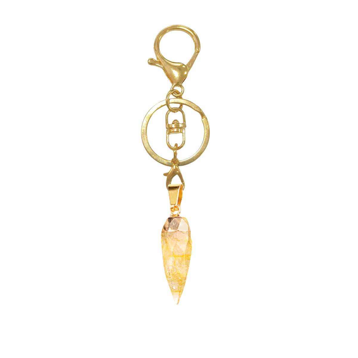 Handmade Craved Faceted Chili Gold Stone Pendant keychain