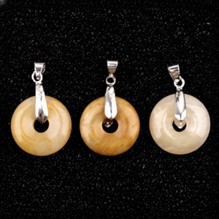20MM Coin Stone Pendant for Making Jewelry Silver Clasp Pingan Charms