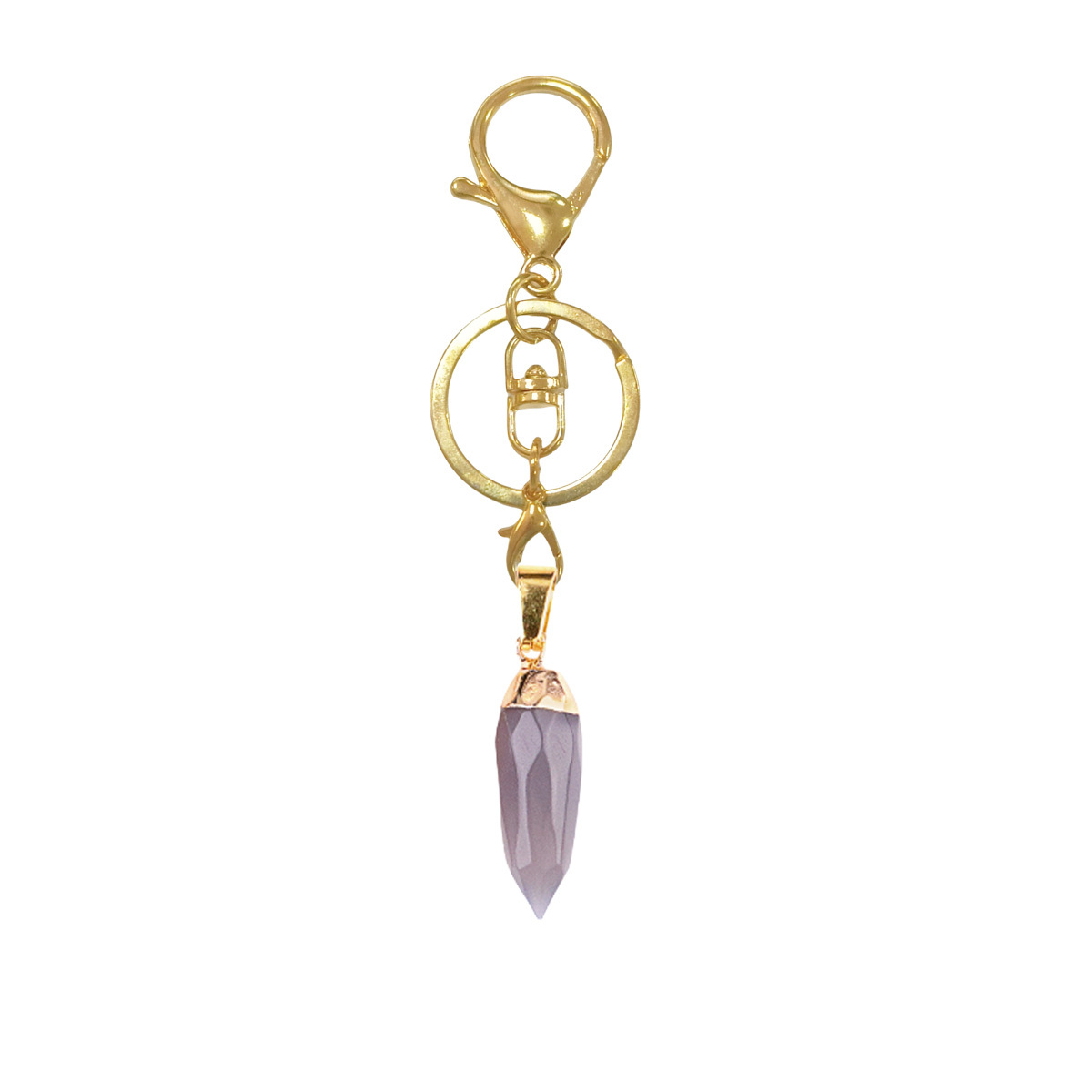 Handmade Craved Faceted Chili Gold Stone Pendant keychain
