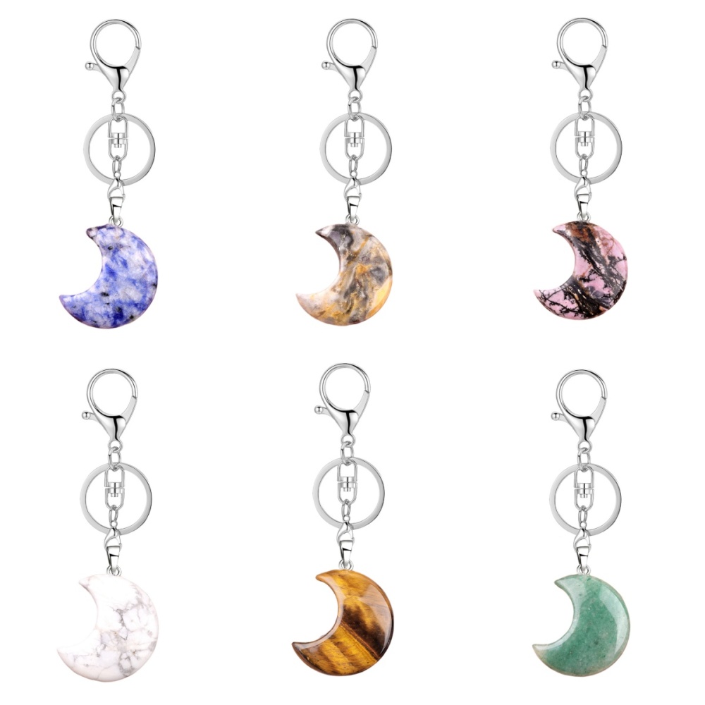 30MM Moon Stone Pendant Keychain