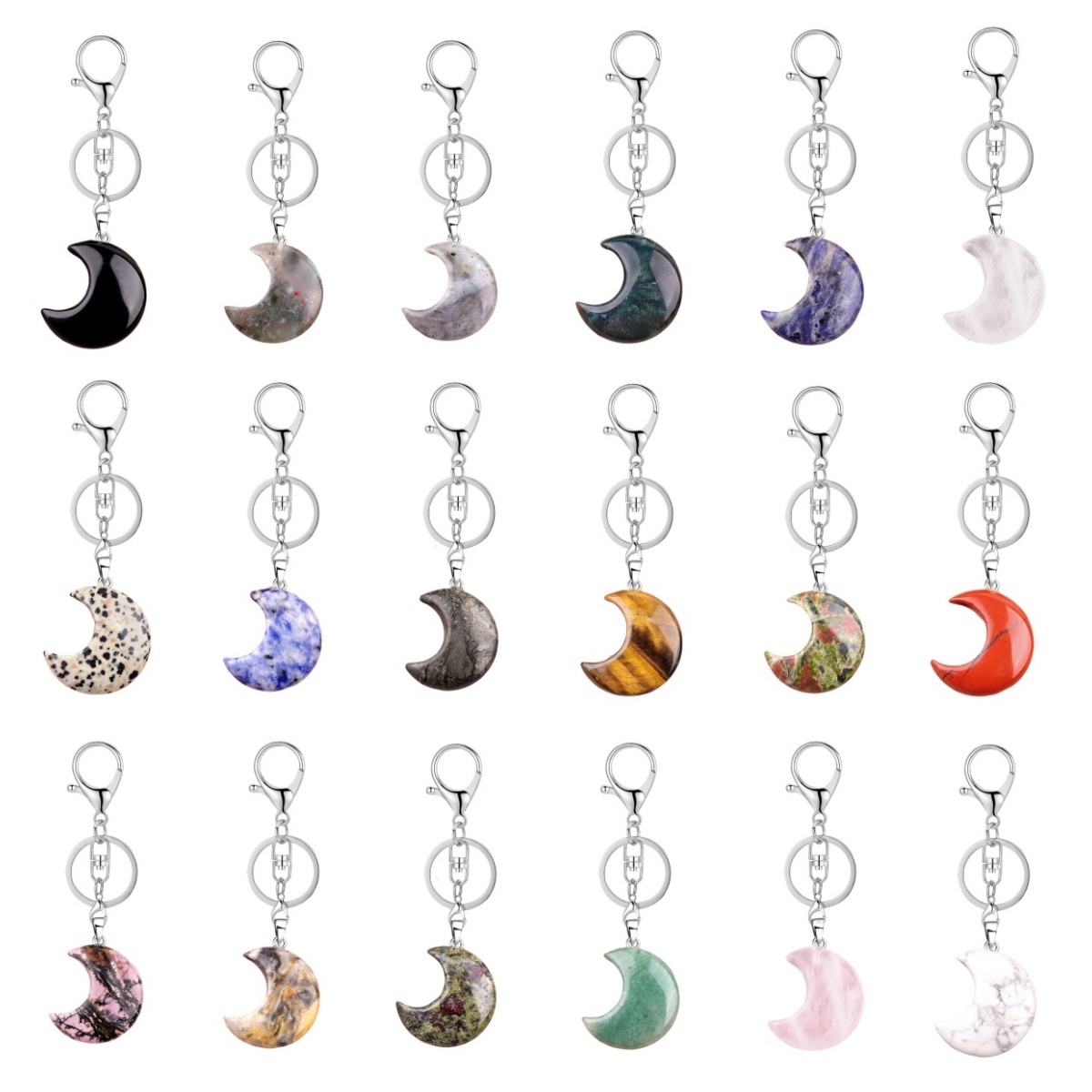 30MM Moon Stone Pendant Keychain