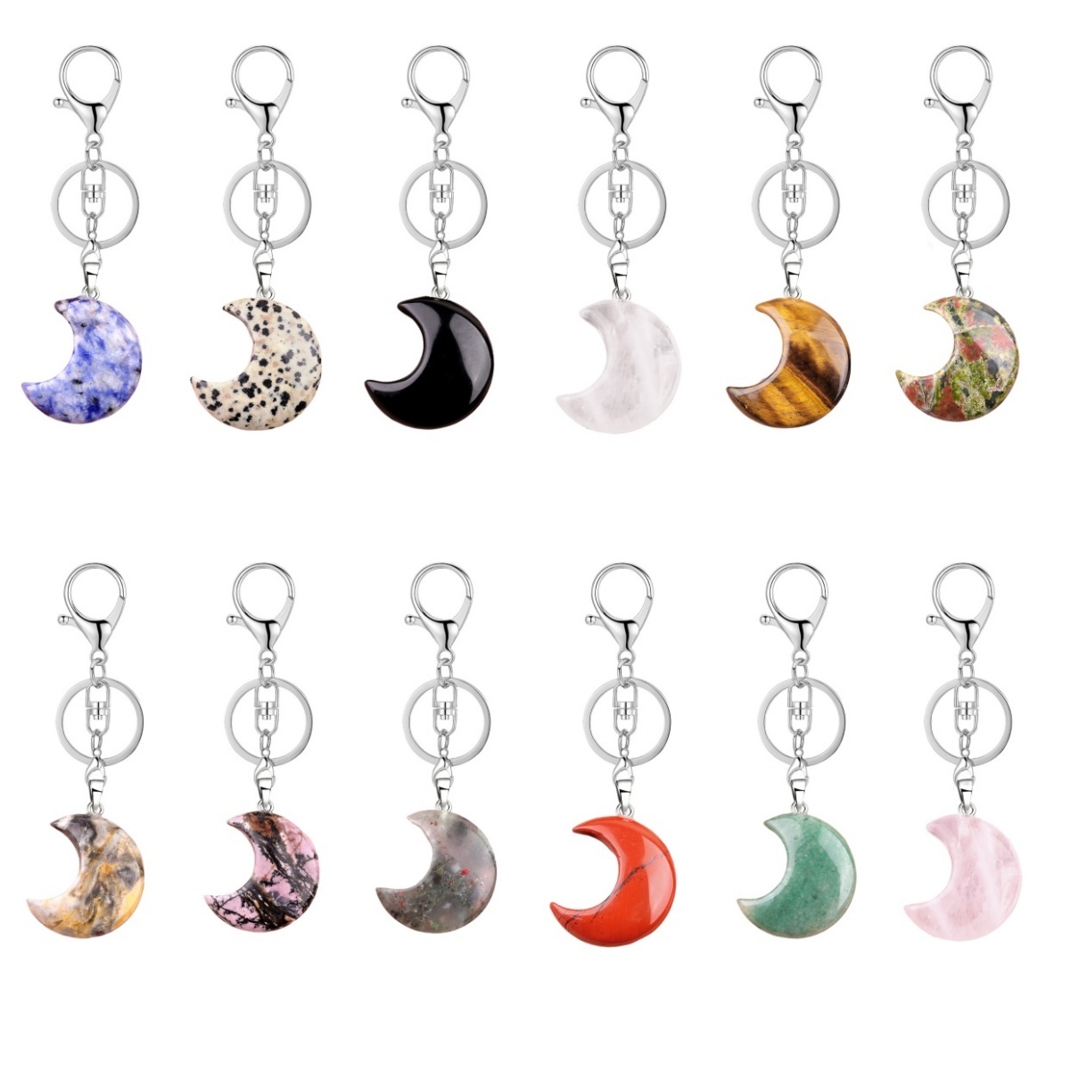 30MM Moon Stone Pendant Keychain