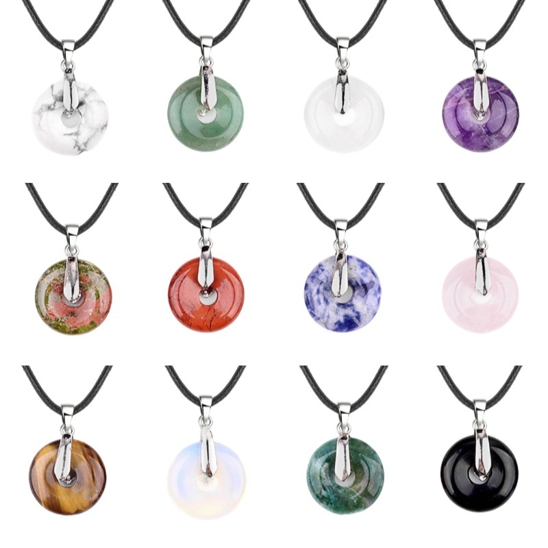 20MM Coin Stone Pendant for Making Jewelry Silver Clasp Pingan Charms