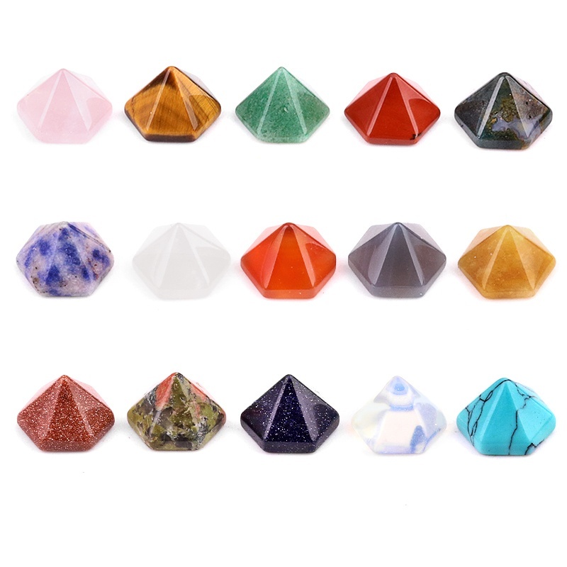Handmade Craved Hexagonal Pyramid Cabochons Beads (10x16mm) for Making Jewelry