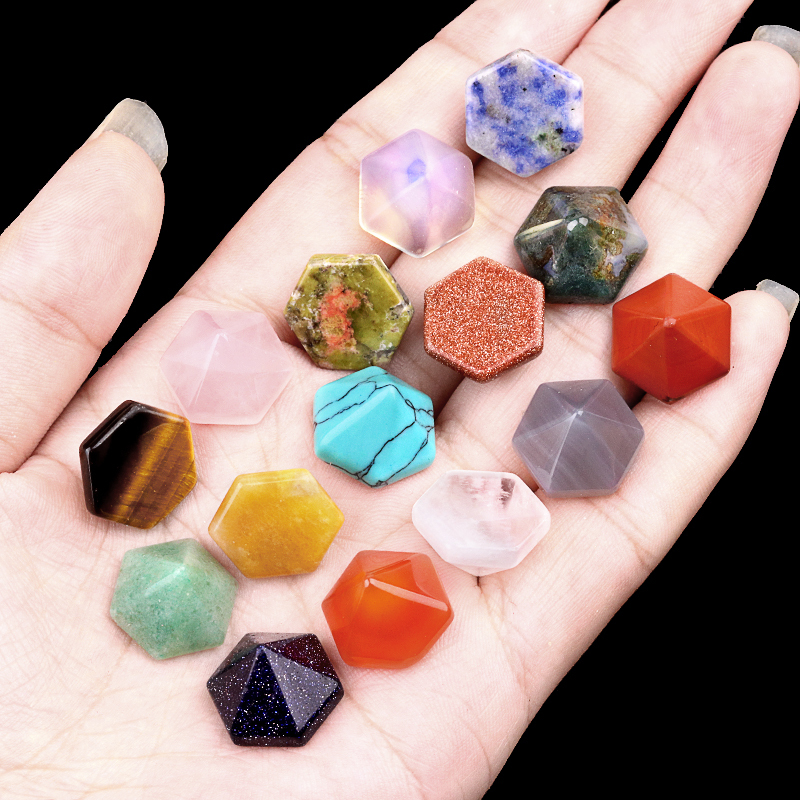 Handmade Craved Hexagonal Pyramid Cabochons Beads (10x16mm) for Making Jewelry