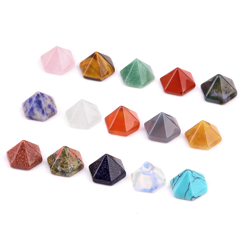 Handmade Craved Hexagonal Pyramid Cabochons Beads (10x16mm) for Making Jewelry