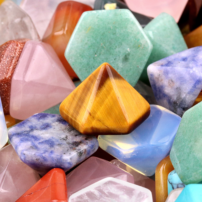 Handmade Craved Hexagonal Pyramid Cabochons Beads (10x16mm) for Making Jewelry