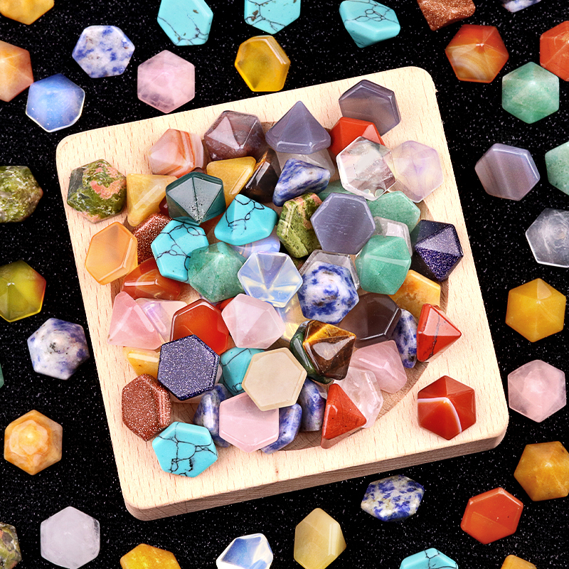 Handmade Craved Hexagonal Pyramid Cabochons Beads (10x16mm) for Making Jewelry