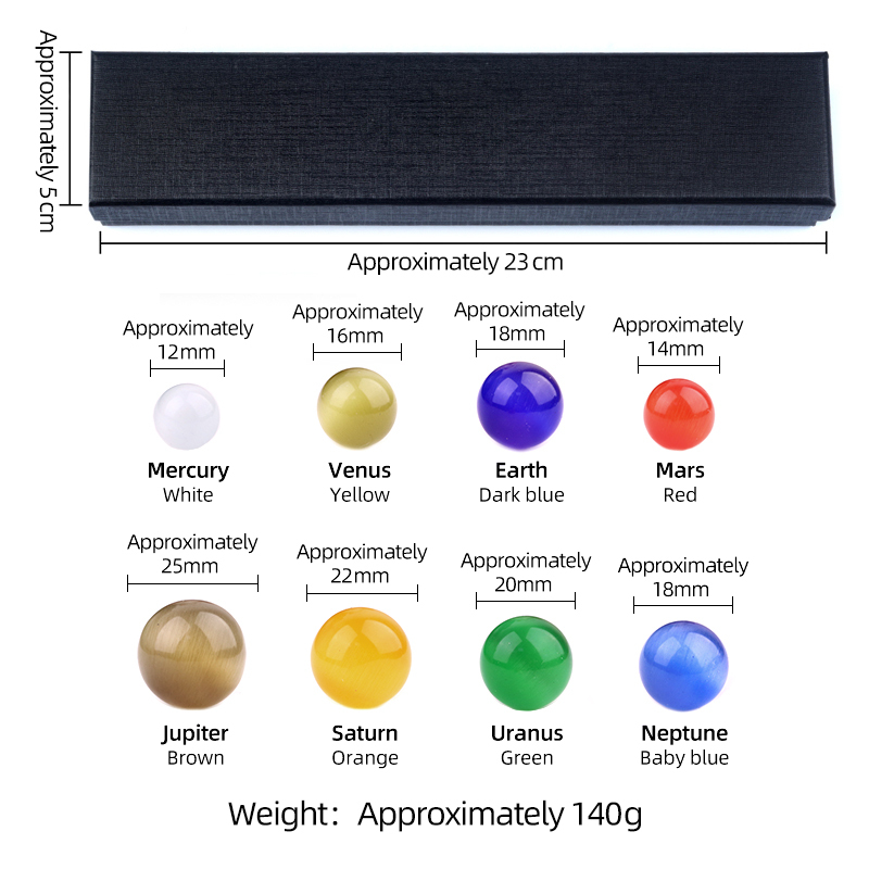 Natural Gemstones Solar System Model Multicolor Space Decor 8 Planets Model Kit Chakra Reiki Healing Crystal Ball Set Gift for Boys Girls Men Women Kids