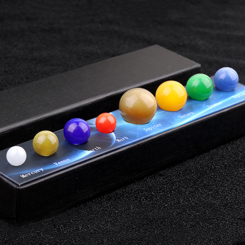 Natural Gemstones Solar System Model Multicolor Space Decor 8 Planets Model Kit Chakra Reiki Healing Crystal Ball Set Gift for Boys Girls Men Women Kids