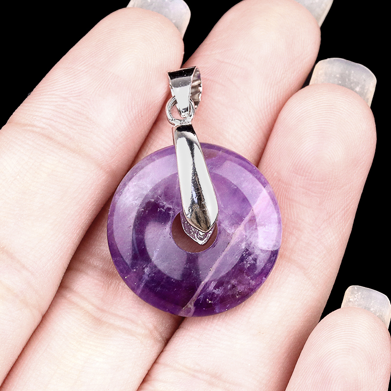 20MM Coin Stone Pendant for Making Jewelry Silver Clasp Pingan Charms