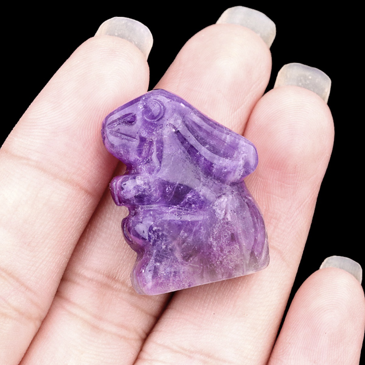Handmade Carved 1.0Inch Gemstone Rabbit for Decoration  Animal Ornament