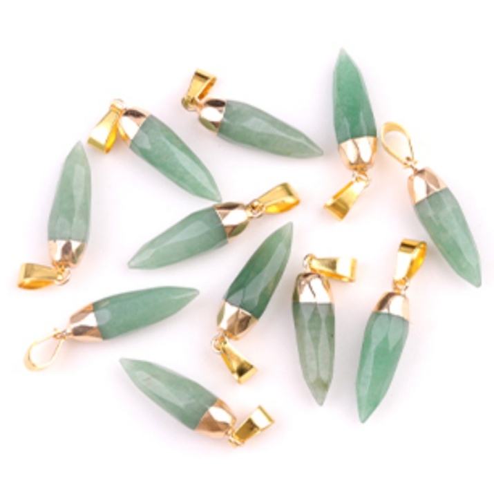 Handmade Craved Faceted Chili Gold Stone Pendant for Making Jewelry