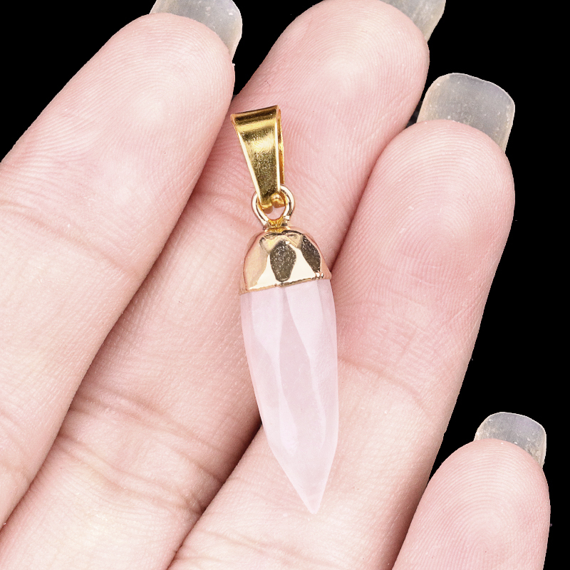 Handmade Craved Faceted Chili Gold Stone Pendant for Making Jewelry