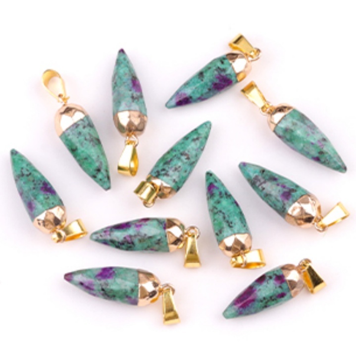 Handmade Craved Faceted Chili Gold Stone Pendant for Making Jewelry