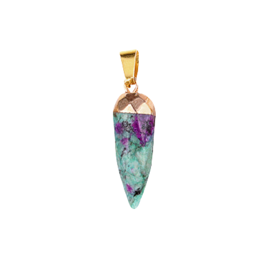Handmade Craved Faceted Chili Gold Stone Pendant for Making Jewelry