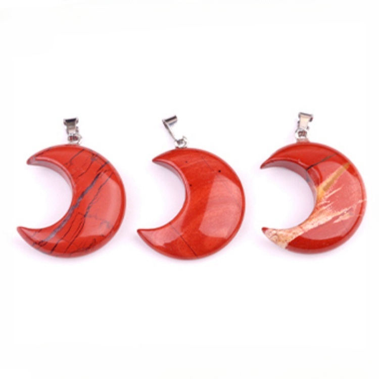 Rose Quartz 30MM Moon Stone Pendant for Making Jewelry