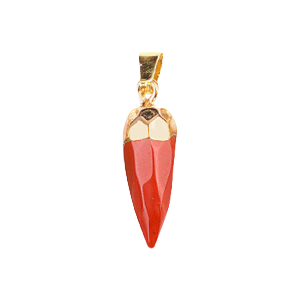 Handmade Craved Faceted Chili Gold Stone Pendant for Making Jewelry