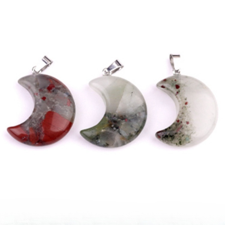 Rose Quartz 30MM Moon Stone Pendant for Making Jewelry