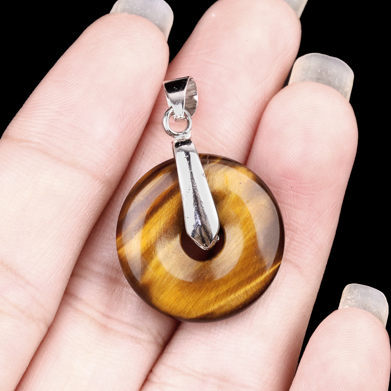 20MM Coin Stone Pendant for Making Jewelry Silver Clasp Pingan Charms