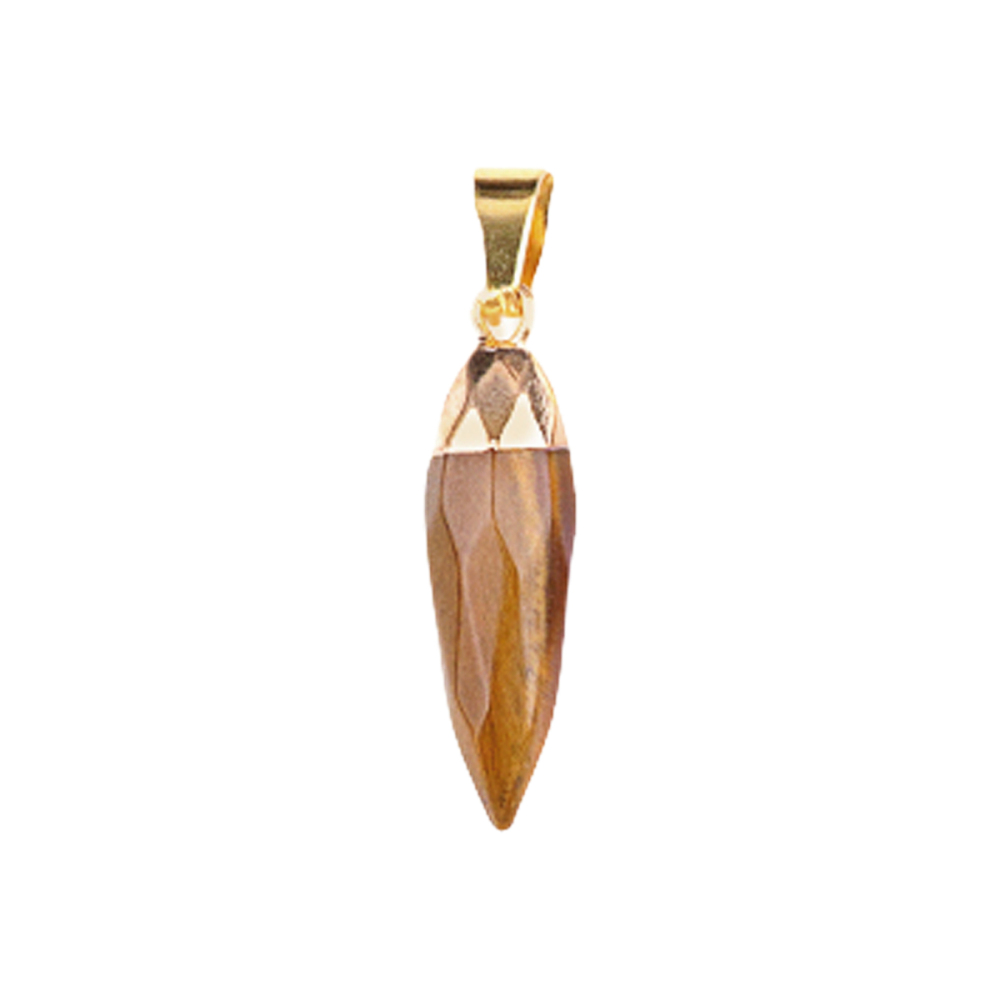 Handmade Craved Faceted Chili Gold Stone Pendant for Making Jewelry