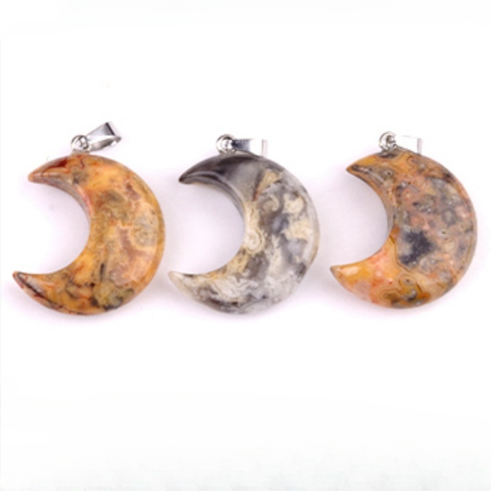 Sodalite 30MM Moon Stone Pendant for Making Jewelry