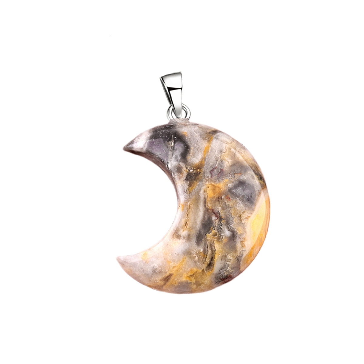 Rose Quartz 30MM Moon Stone Pendant for Making Jewelry