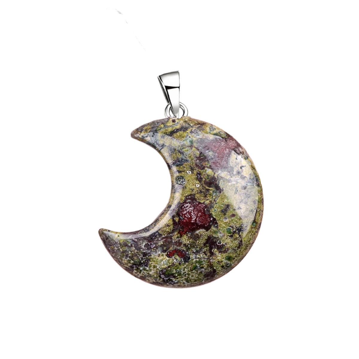 Unakite Jasper 30MM Moon Stone Pendant for Making Jewelry