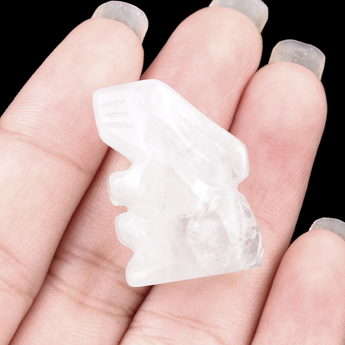 Handmade Carved 1.0Inch Gemstone Rabbit for Decoration  Animal Ornament