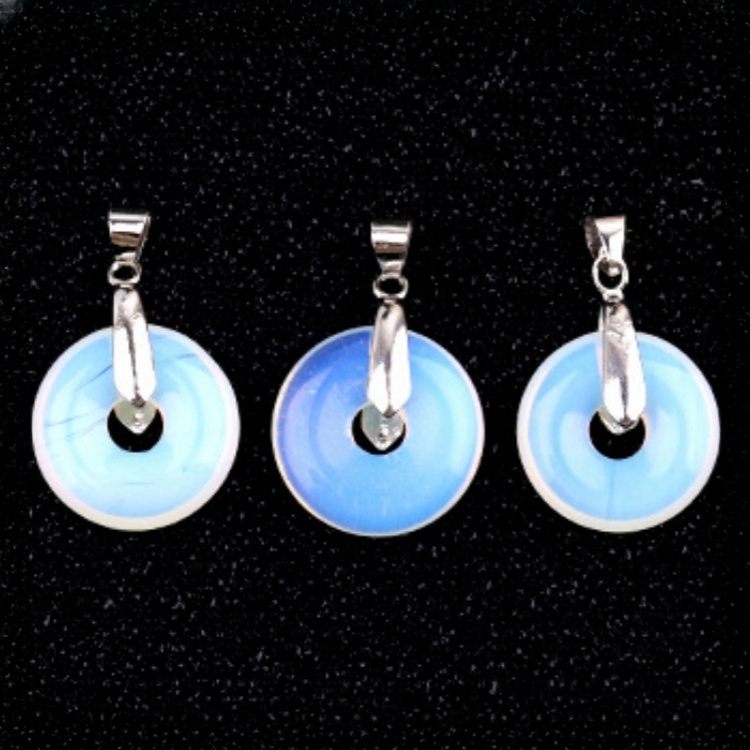 20MM Coin Stone Pendant for Making Jewelry Silver Clasp Pingan Charms