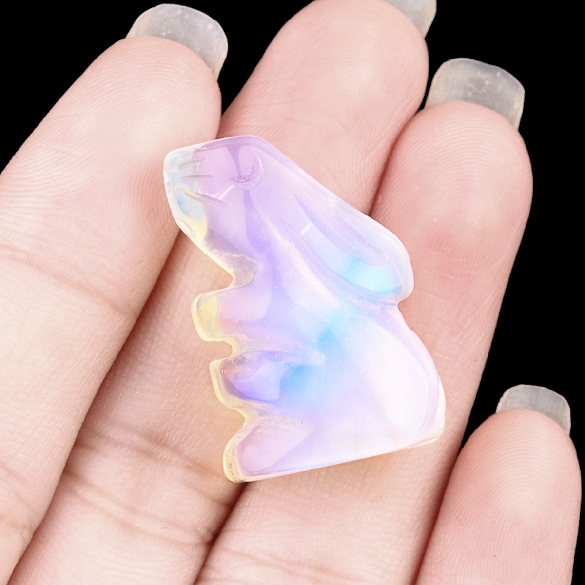Handmade Carved 1.0Inch Gemstone Rabbit for Decoration  Animal Ornament