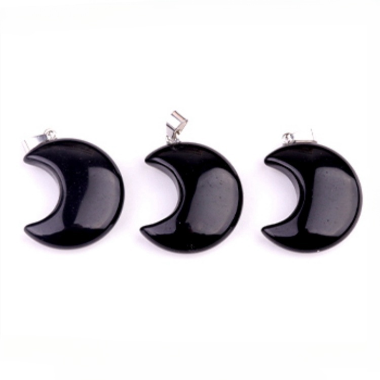 Rose Quartz 30MM Moon Stone Pendant for Making Jewelry