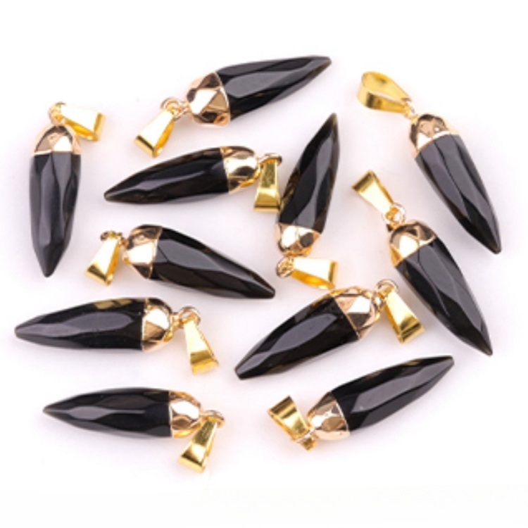Handmade Craved Faceted Chili Gold Stone Pendant for Making Jewelry