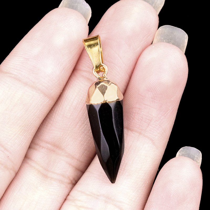 Handmade Craved Faceted Chili Gold Stone Pendant for Making Jewelry