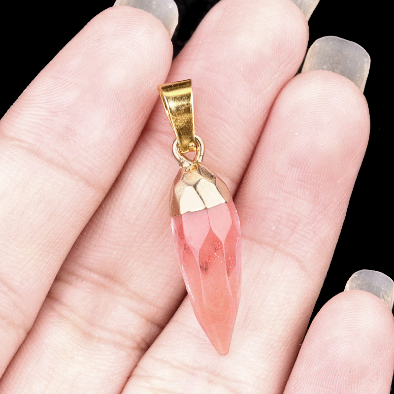 Handmade Craved Faceted Chili Gold Stone Pendant for Making Jewelry